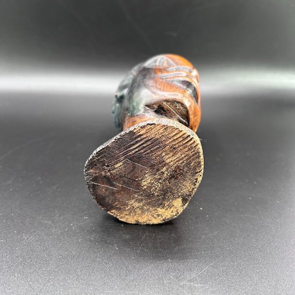 Hand Carved Wooden Male African Head Statue Approx 6" x 3" x 2.5" Decor Accents - Picture 11 of 14